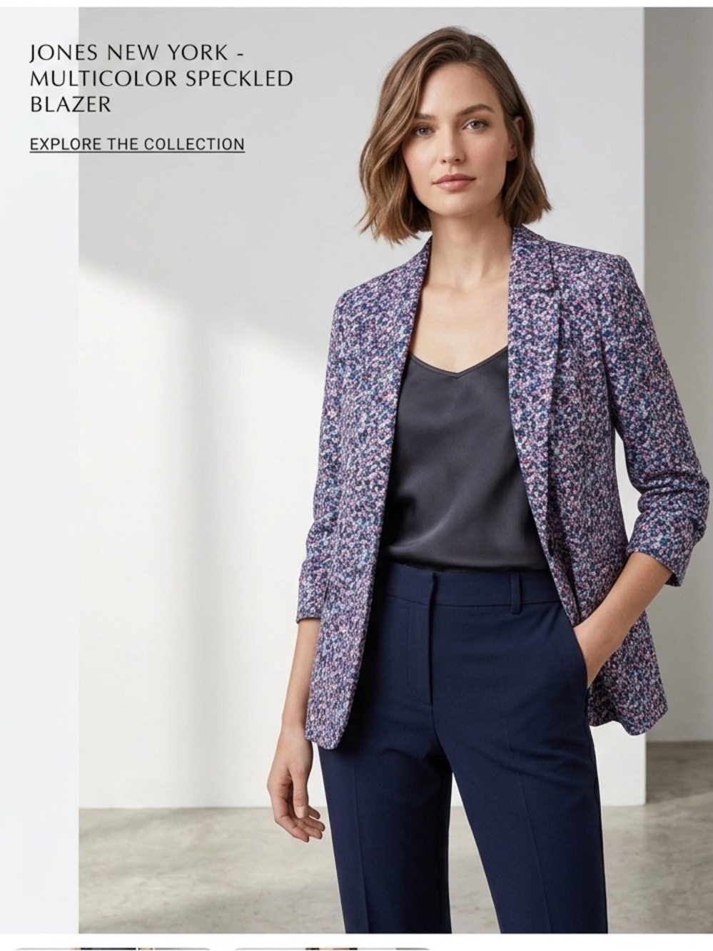 Jones New York Sport Multicolor Speckled Floral Blazer